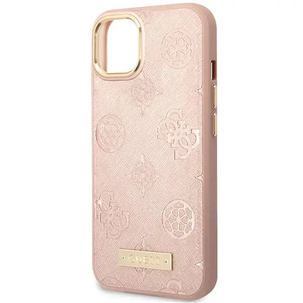 Guess GUHMP14SSAPSTP iPhone 14 6.1’’ pink/pink hardcase Peony Logo Plate MagSafe - Cell phone cases