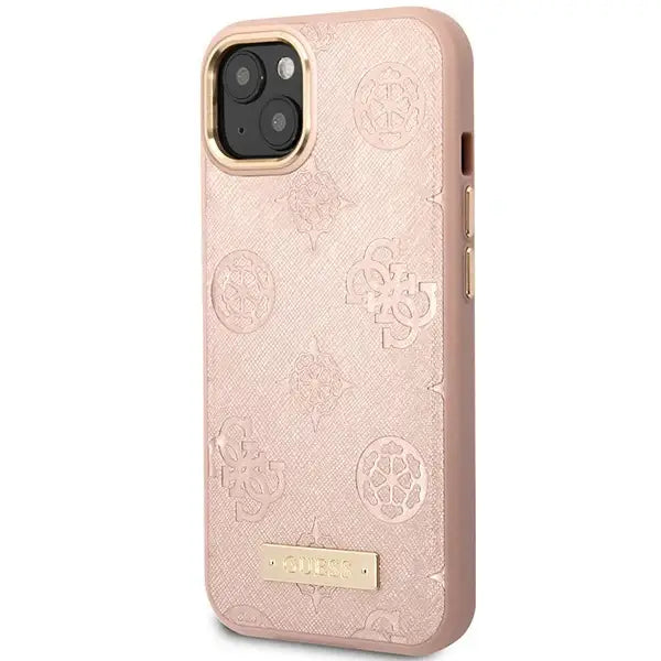 Guess GUHMP14SSAPSTP iPhone 14 6.1’’ pink/pink hardcase Peony Logo Plate MagSafe - Cell phone cases