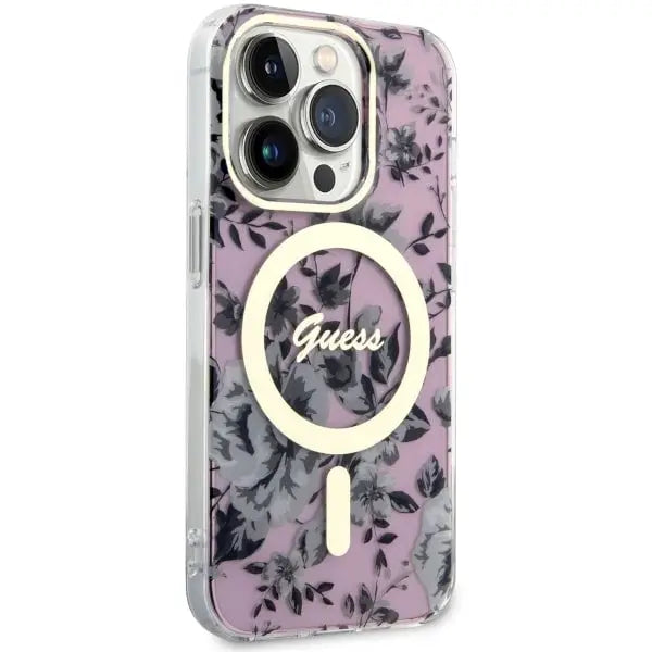 Guess GUHMP14XHCFWSP iPhone 14 Pro Max 6.7’’ pink/pink hardcase Flower MagSafe - Cell phone cases and covers<<<HurtelXML