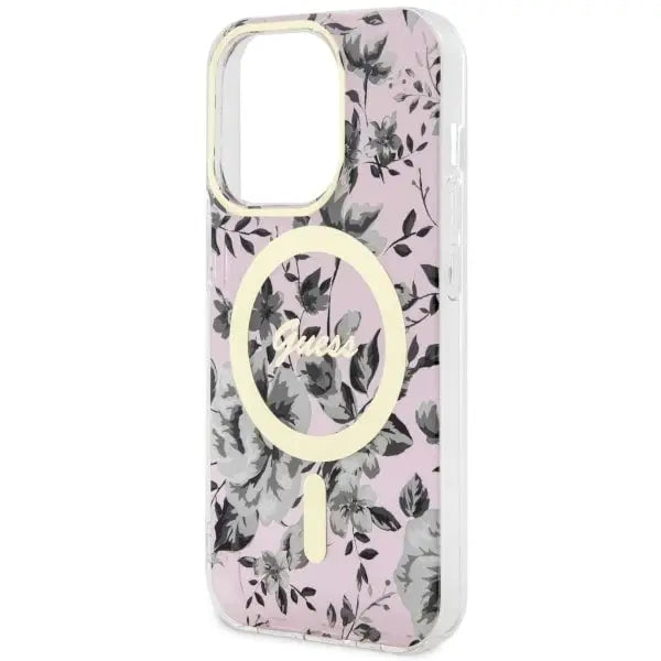 Guess GUHMP14XHCFWSP iPhone 14 Pro Max 6.7’’ pink/pink hardcase Flower MagSafe - Cell phone cases and covers<<<HurtelXML
