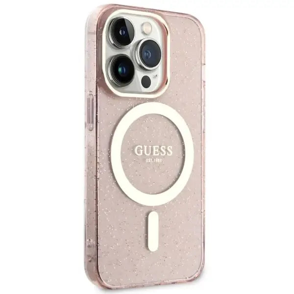 Guess GUHMP14XHCMCGP iPhone 14 Pro Max 6.7’’ pink/pink hardcase Glitter Gold MagSafe - Cell phone cases