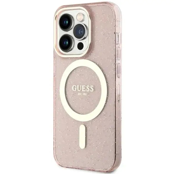 Guess GUHMP14XHCMCGP iPhone 14 Pro Max 6.7’’ pink/pink hardcase Glitter Gold MagSafe - Cell phone cases
