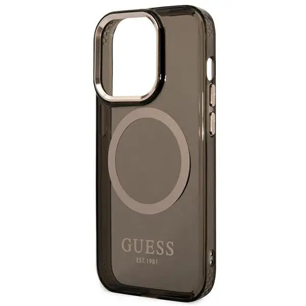 Guess GUHMP14XHTCMK iPhone 14 Pro Max 6.7’’ black/black hard case Gold Outline Translucent MagSafe - Cell phone cases