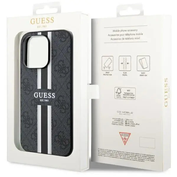 Guess GUHMP14XP4RPSK iPhone 14 Pro Max 6.7’’ black/black hardcase 4G Printed Stripes MagSafe - Cell phone cases