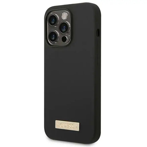 Guess GUHMP14XSBPLK iPhone 14 Pro Max 6.7’’ black/black hard case Silicone Logo Plate MagSafe - Cell phone cases