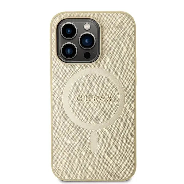 Guess GUHMP15LPSAHMCB iPhone 15 Pro 6.1’’ gold/gold hardcase Saffiano MagSafe - Cell phone cases and covers<<<HurtelXML