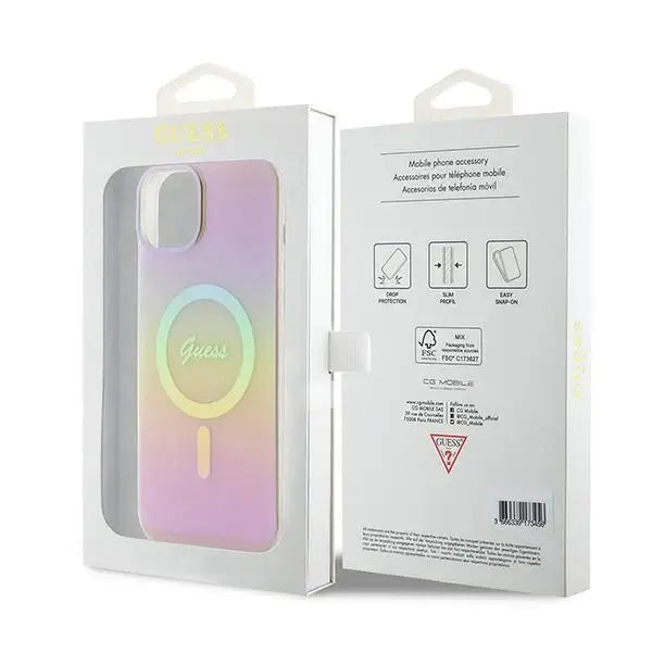 Guess GUHMP15SHITSP iPhone 15 6.1’’ pink/pink hardcase IML Iridescent MagSafe - Cell phone cases and covers<<<HurtelXML
