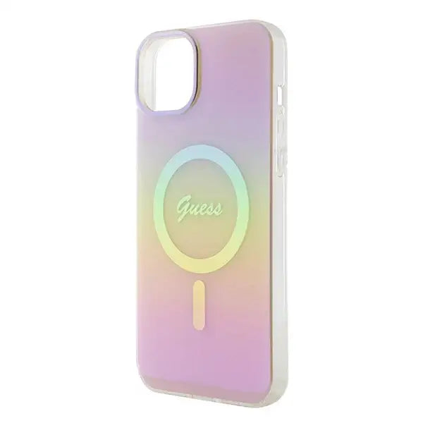 Guess GUHMP15SHITSP iPhone 15 6.1’’ pink/pink hardcase IML Iridescent MagSafe - Cell phone cases and covers<<<HurtelXML