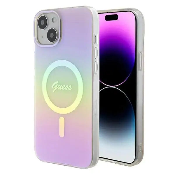 Guess GUHMP15SHITSP iPhone 15 6.1’’ pink/pink hardcase IML Iridescent MagSafe - Cell phone cases and covers<<<HurtelXML