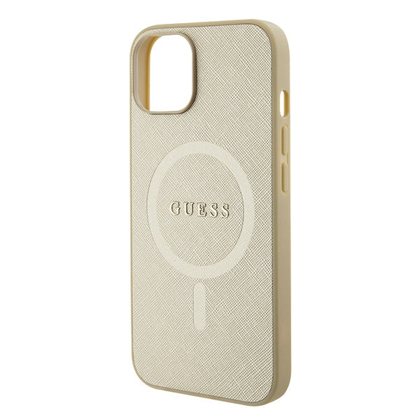 Guess GUHMP15SPSAHMCB iPhone 15 6.1’’ gold/gold hardcase Saffiano MagSafe - Cell phone cases and covers<<<HurtelXML