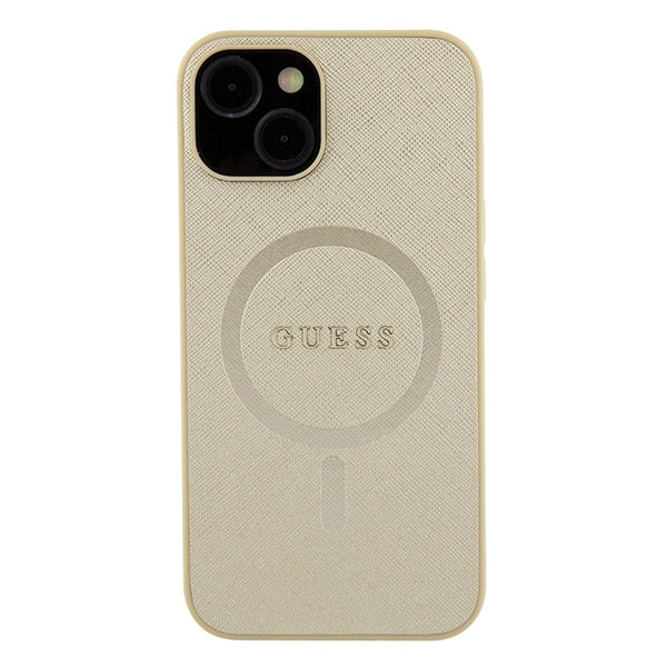 Guess GUHMP15SPSAHMCB iPhone 15 6.1’’ gold/gold hardcase Saffiano MagSafe - Cell phone cases and covers<<<HurtelXML