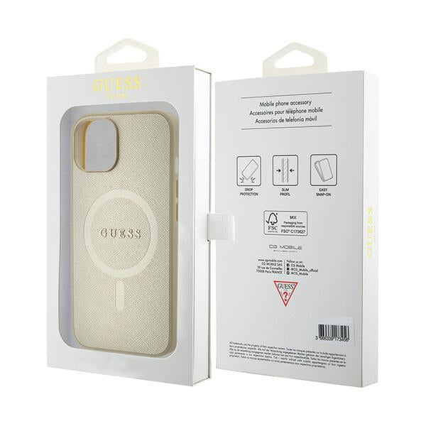 Guess GUHMP15SPSAHMCB iPhone 15 6.1’’ gold/gold hardcase Saffiano MagSafe - Cell phone cases and covers<<<HurtelXML