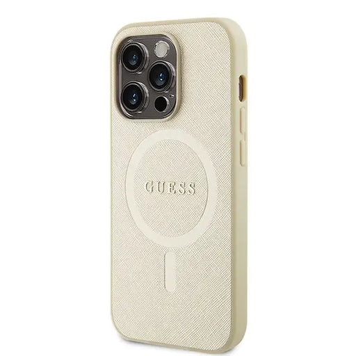Guess GUHMP15XPSAHMCB iPhone 15 Pro Max 6.7’’ gold/gold hardcase Saffiano MagSafe - Cell phone cases