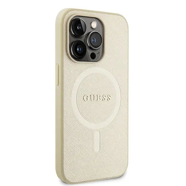 Guess GUHMP15XPSAHMCB iPhone 15 Pro Max 6.7’’ gold/gold hardcase Saffiano MagSafe - Cell phone cases