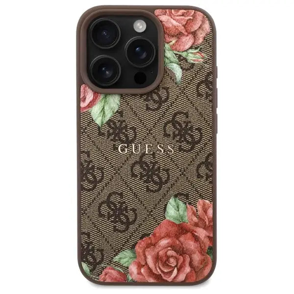 Guess GUHMP16LP4ROPEMCW iPhone 16 Pro 6.3’’ brown/brown hardcase 4G Flowers Print MagSafe - Cell phone cases