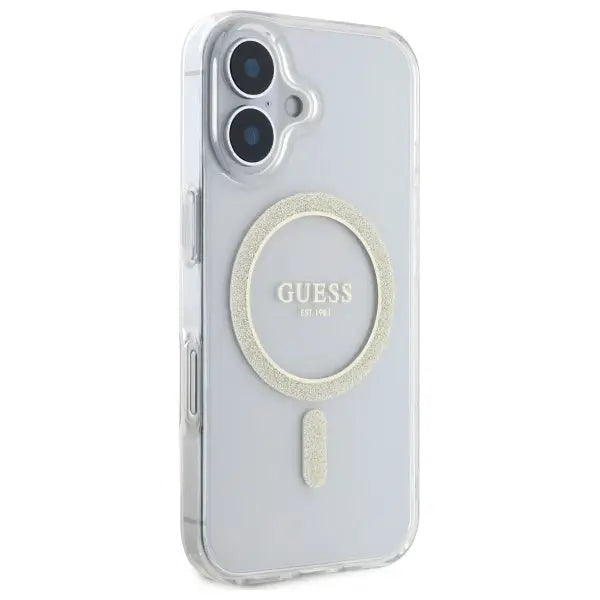 Guess GUHMP16MHFGERET iPhone 16 Plus 6.7’’ transparent hardcase IML Glitter Circle MagSafe - Cell phone cases