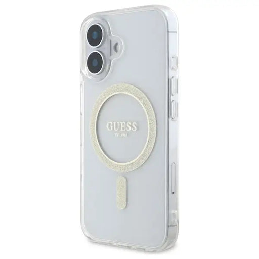 Guess GUHMP16MHFGERET iPhone 16 Plus 6.7’’ transparent hardcase IML Glitter Circle MagSafe - Cell phone cases
