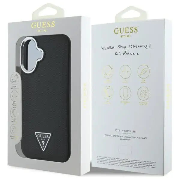Guess GUHMP16MPGTSPSK iPhone 16 Plus 6.7’’ black/black hardcase Grained Triangle MagSafe - Cell phone cases