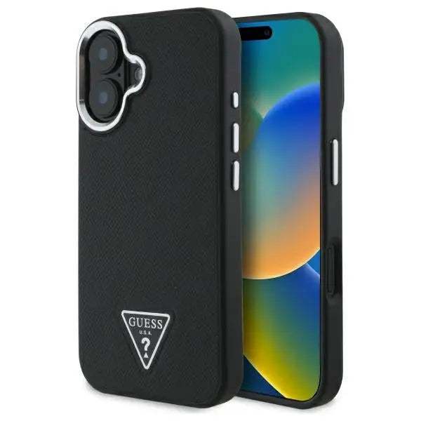 Guess GUHMP16MPGTSPSK iPhone 16 Plus 6.7’’ black/black hardcase Grained Triangle MagSafe - Cell phone cases