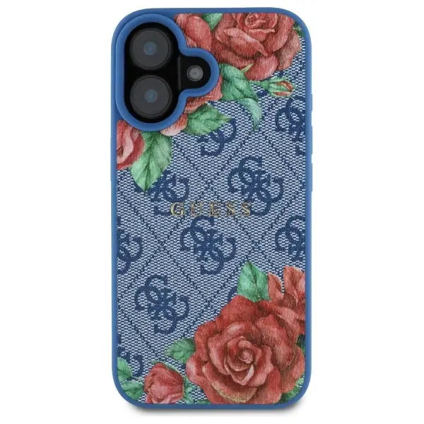 Guess GUHMP16SP4ROPEMCB iPhone 16 6.1’’ blue/blue hardcase 4G Flowers Print MagSafe - Cell phone cases