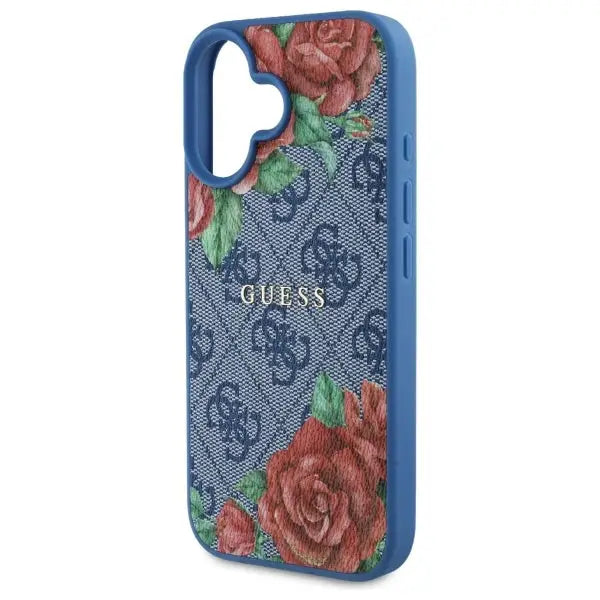 Guess GUHMP16SP4ROPEMCB iPhone 16 6.1’’ blue/blue hardcase 4G Flowers Print MagSafe - Cell phone cases