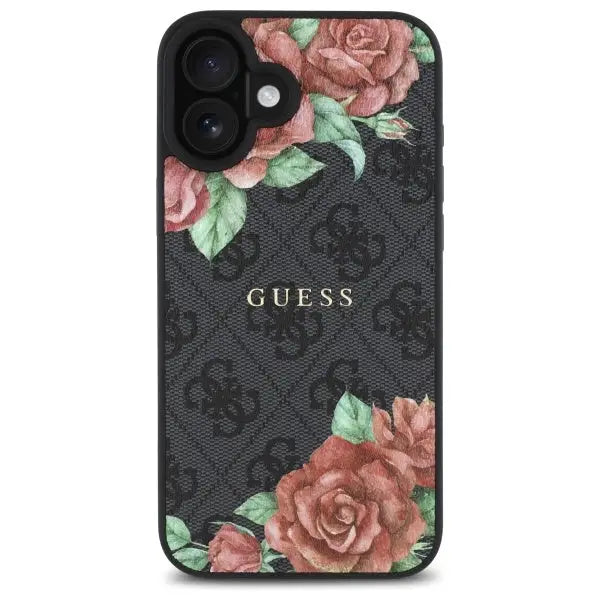 Guess GUHMP16SP4ROPEMCK iPhone 16 6.1’’ black/black hardcase 4G Flowers Print MagSafe - Cell phone cases