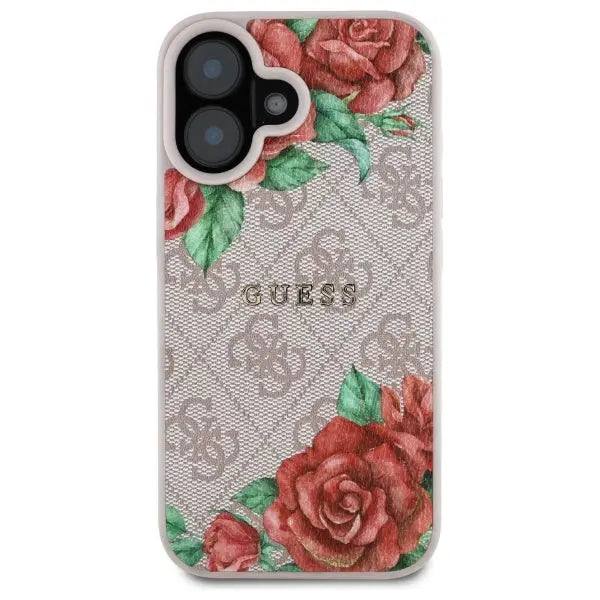 Guess GUHMP16SP4ROPEMCP iPhone 16 6.1’’ pink/pink hardcase 4G Flowers Print MagSafe - Cell phone cases