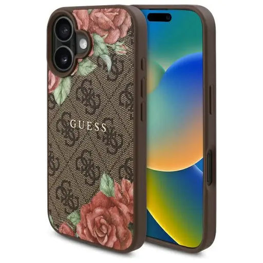 Guess GUHMP16SP4ROPEMCW iPhone 16 6.1’’ brown/brown hardcase 4G Flowers Print MagSafe - Cell phone cases