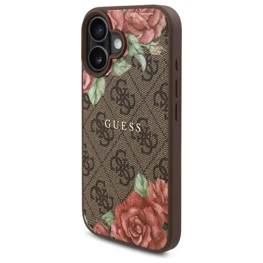 Guess GUHMP16SP4ROPEMCW iPhone 16 6.1’’ brown/brown hardcase 4G Flowers Print MagSafe - Cell phone cases