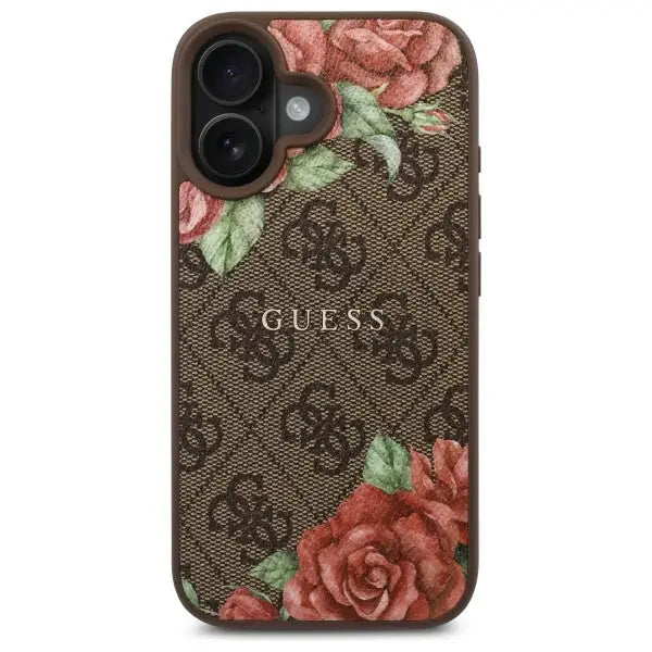 Guess GUHMP16SP4ROPEMCW iPhone 16 6.1’’ brown/brown hardcase 4G Flowers Print MagSafe - Cell phone cases