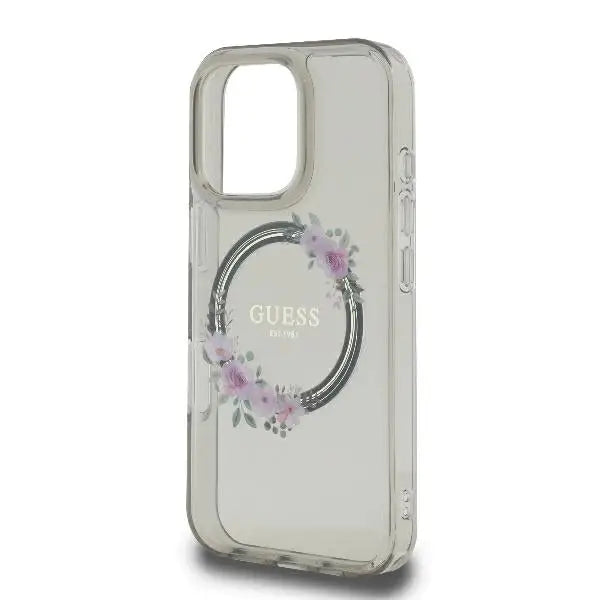 Guess GUHMP16XHFWFCK iPhone 16 Pro Max 6.9’’ black/black hardcase IML Flowers Wreath MagSafe - Cell phone cases