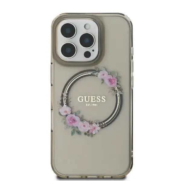 Guess GUHMP16XHFWFCK iPhone 16 Pro Max 6.9’’ black/black hardcase IML Flowers Wreath MagSafe - Cell phone cases