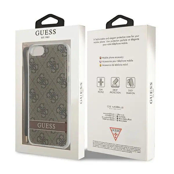 Guess GUOHCI8H4STW iPhone SE 2022 / SE 2020 / 7/ 8 brown/brown hardcase 4G Print Strap - Cell phone cases