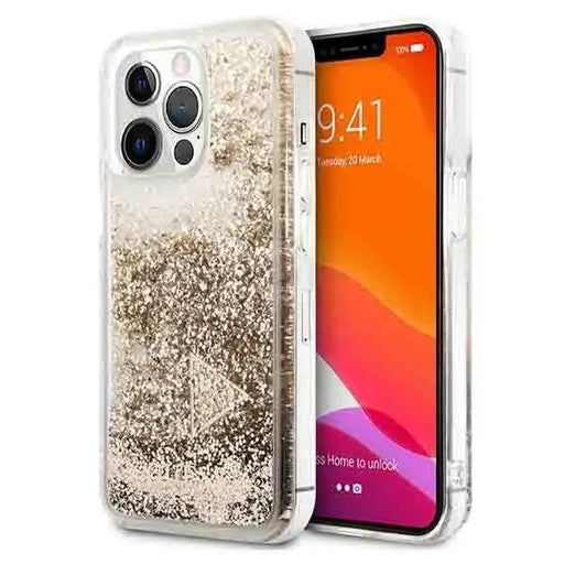Guess GUOHCP14LGLHFLGO iPhone 14 Pro 6.1 ’gold / gold hardcase Glitter Charms - Cell phone cases and covers<<<HurtelXML