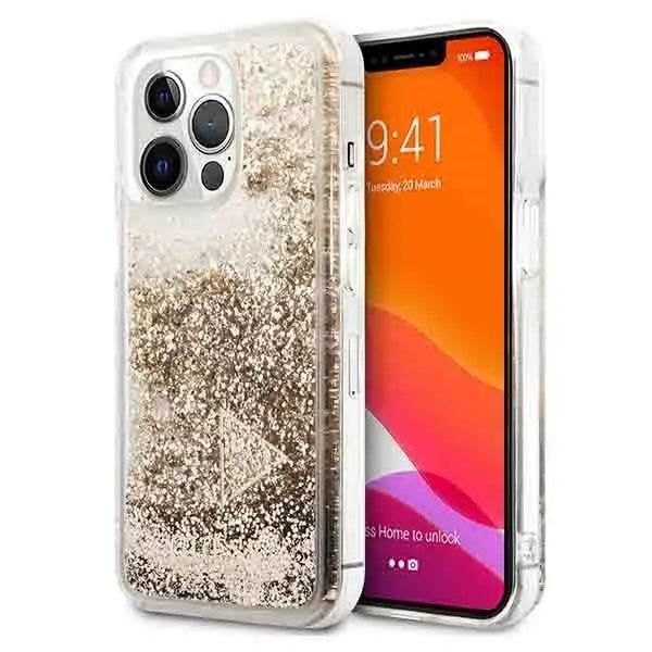 Guess GUOHCP14LGLHFLGO iPhone 14 Pro 6.1 ’gold / gold hardcase Glitter Charms - Cell phone cases and covers<<<HurtelXML