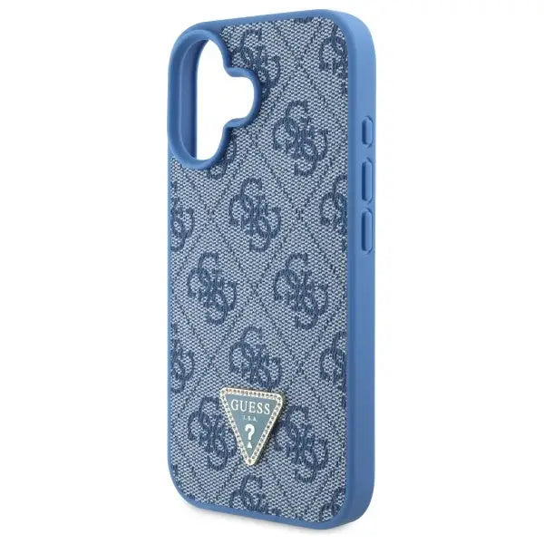 Guess Hardcase Leather 4G Triangle Strass MagSafe Case for iPhone 16 - Blue - Cell phone cases and covers<<<HurtelXML