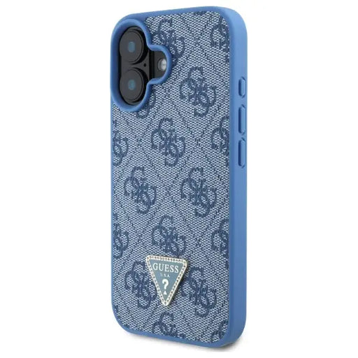 Guess Hardcase Leather 4G Triangle Strass MagSafe Case for iPhone 16 - Blue - Cell phone cases and covers<<<HurtelXML