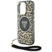 Guess HC IML Leopard Triangle Cord Strap MagSafe Case for iPhone 16 Pro Max - Brown - Cell phone cases