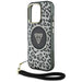 Guess HC IML Leopard Triangle Cord Strap MagSafe Case for iPhone 16 Pro - Black - Cell phone cases