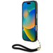 Guess HC IML Leopard Triangle Cord Strap MagSafe Case for iPhone 16 Pro - Black - Cell phone cases