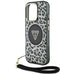 Guess HC IML Leopard Triangle Cord Strap MagSafe Case for iPhone 16 Pro Max - Black - Cell phone cases