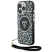 Guess HC IML Leopard Triangle Cord Strap MagSafe Case for iPhone 16 Pro Max - Black - Cell phone cases