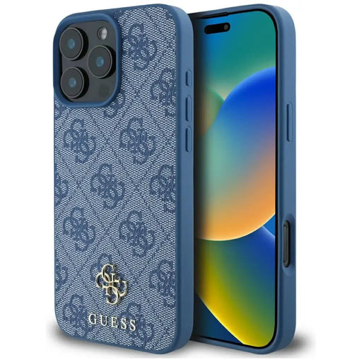 Guess HC PU 4G Small 4G and Classic Case for iPhone 16 Pro Max MagSafe - Blue - Cell phone cases and covers<<<HurtelXML