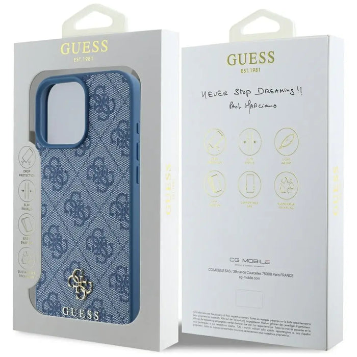 Guess HC PU 4G Small 4G and Classic Case for iPhone 16 Pro Max MagSafe - Blue - Cell phone cases and covers<<<HurtelXML