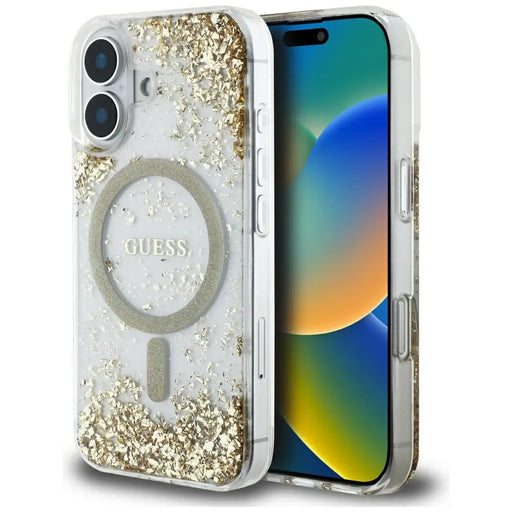 Guess HC Resin Bottom Glitter MagSafe case for iPhone 16 - gold - Cell phone cases and covers<<<HurtelXML