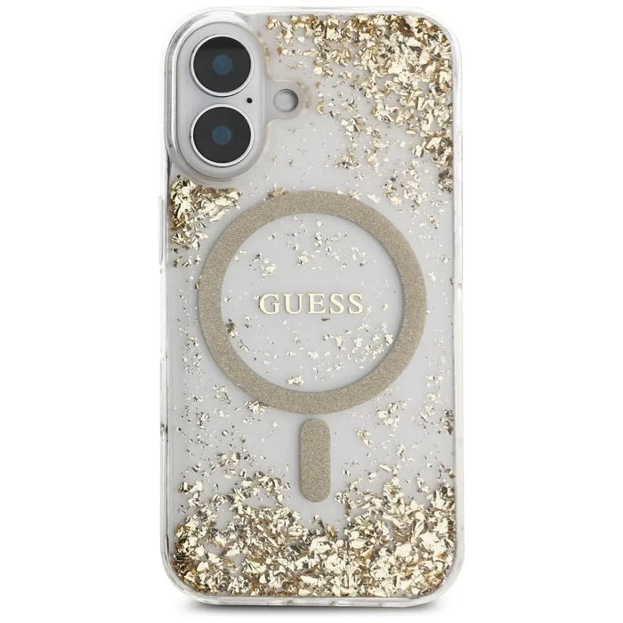 Guess HC Resin Bottom Glitter MagSafe case for iPhone 16 - gold - Cell phone cases and covers<<<HurtelXML