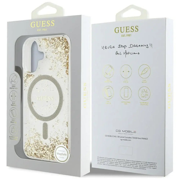 Guess HC Resin Bottom Glitter MagSafe case for iPhone 16 - gold - Cell phone cases and covers<<<HurtelXML