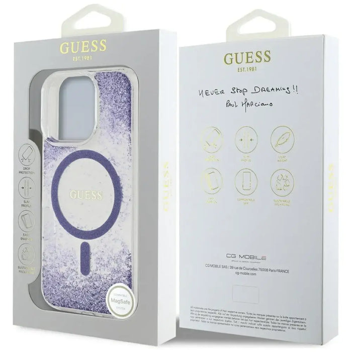 Guess HC Resin Bottom Glitter MagSafe case for iPhone 16 Pro Max - purple - Cell phone cases and covers<<<HurtelXML