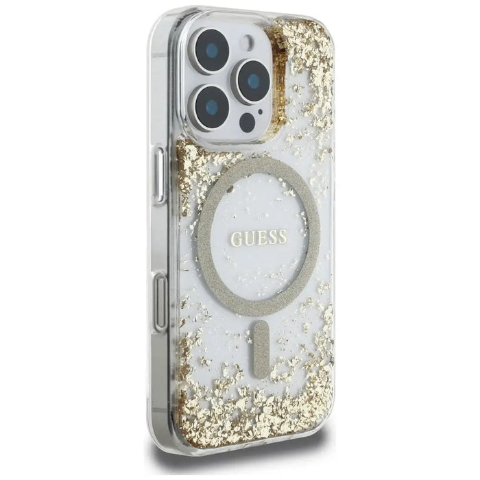 Guess HC Resin Bottom Glitter MagSafe case for iPhone 16 Pro Max - gold - Cell phone cases and covers<<<HurtelXML