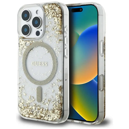 Guess HC Resin Bottom Glitter MagSafe case for iPhone 16 Pro Max - gold - Cell phone cases and covers<<<HurtelXML